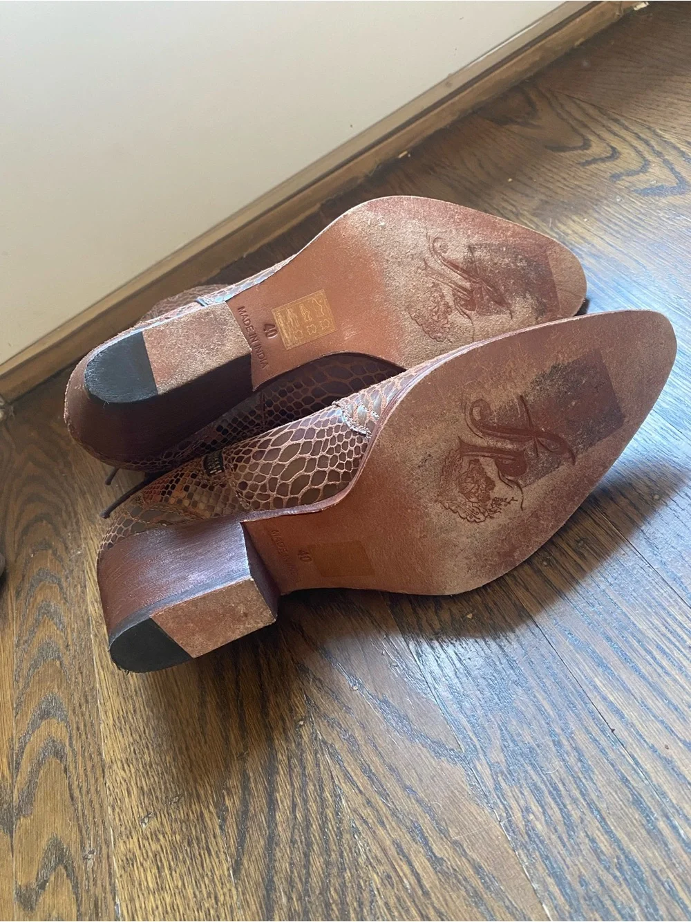 Free People Brown Snake-Print Pointed Western Ankle Boots